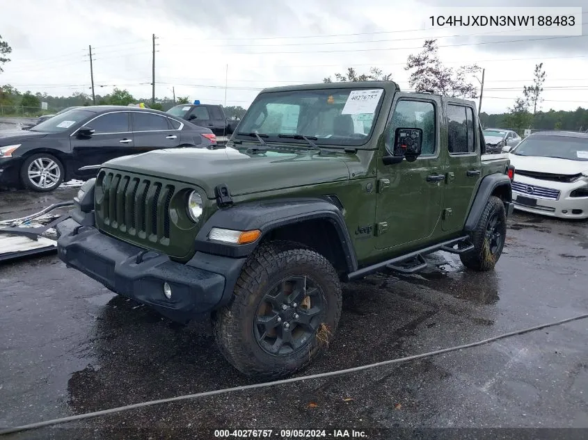 2022 Jeep Wrangler Unlimited Sport VIN: 1C4HJXDN3NW188483 Lot: 40276757