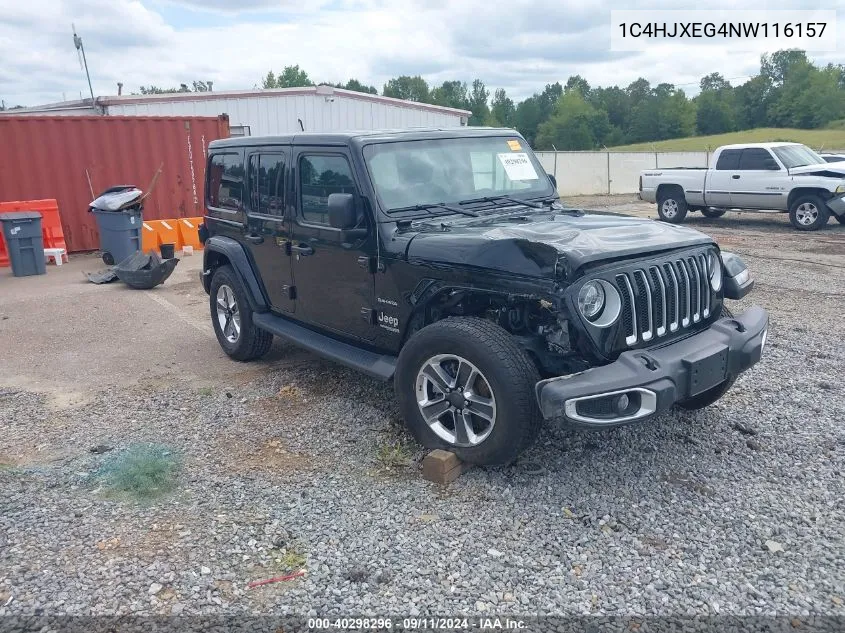 2022 Jeep Wrangler Unlimited Sahara 4X4 VIN: 1C4HJXEG4NW116157 Lot: 40298296