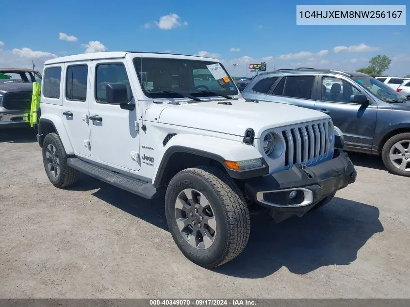 2022 Jeep Wrangler Unlimited Sahara 4X4 VIN: 1C4HJXEM8NW256167 Lot: 40349070