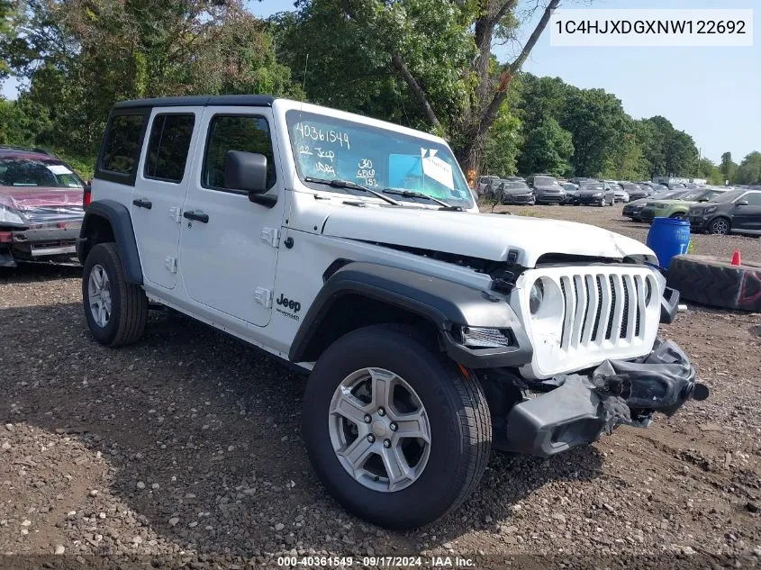 2022 Jeep Wrangler Unlimited Sport S 4X4 VIN: 1C4HJXDGXNW122692 Lot: 40361549