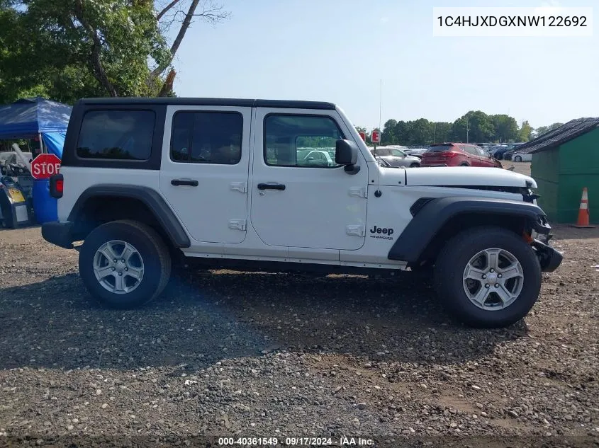 2022 Jeep Wrangler Unlimited Sport S 4X4 VIN: 1C4HJXDGXNW122692 Lot: 40361549