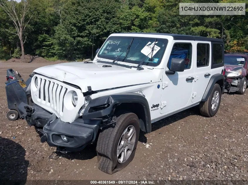 2022 Jeep Wrangler Unlimited Sport S 4X4 VIN: 1C4HJXDGXNW122692 Lot: 40361549