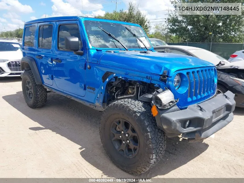 1C4HJXDG2NW148445 2022 Jeep Wrangler Unlimited Sport S 4X4