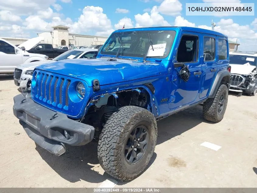 1C4HJXDG2NW148445 2022 Jeep Wrangler Unlimited Sport S 4X4