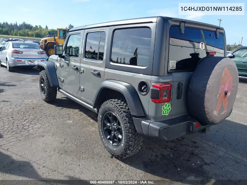 2022 Jeep Wrangler Unlimited Willys 4X4 VIN: 1C4HJXDG1NW114285 Lot: 40485057