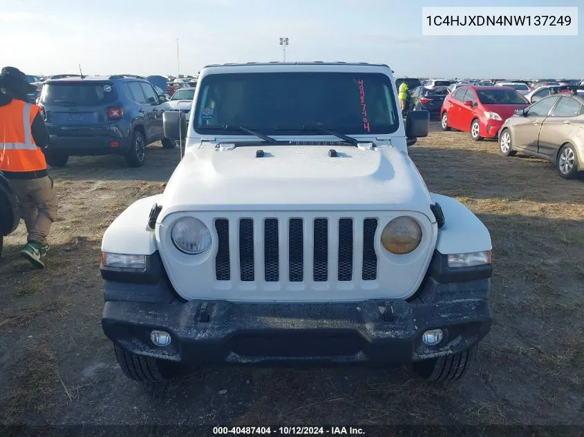 2022 Jeep Wrangler Unlimited Sport S 4X4 VIN: 1C4HJXDN4NW137249 Lot: 40487404