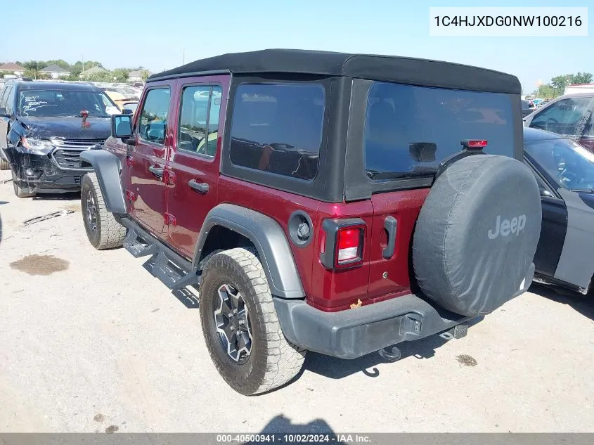 2022 Jeep Wrangler Unlimited Sport 4X4 VIN: 1C4HJXDG0NW100216 Lot: 40500941