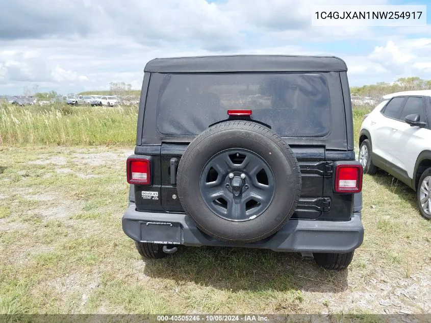 2022 Jeep Wrangler Sport VIN: 1C4GJXAN1NW254917 Lot: 40505246