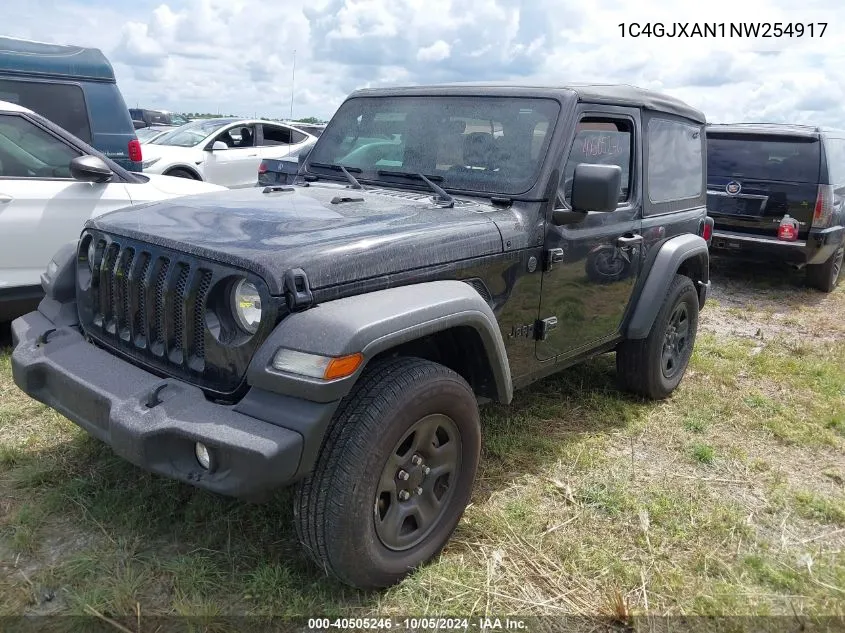 2022 Jeep Wrangler Sport VIN: 1C4GJXAN1NW254917 Lot: 40505246