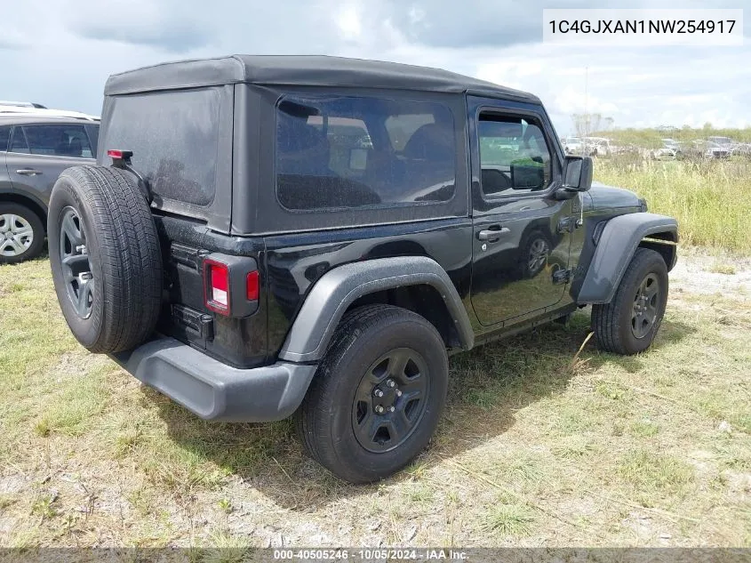 2022 Jeep Wrangler Sport VIN: 1C4GJXAN1NW254917 Lot: 40505246