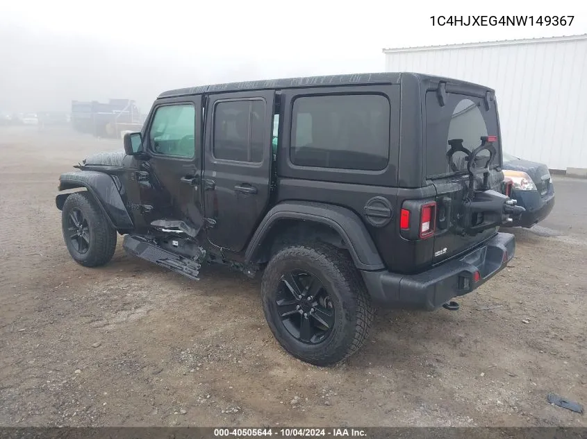 2022 Jeep Wrangler Unlimited Sahara Altitude VIN: 1C4HJXEG4NW149367 Lot: 40505644