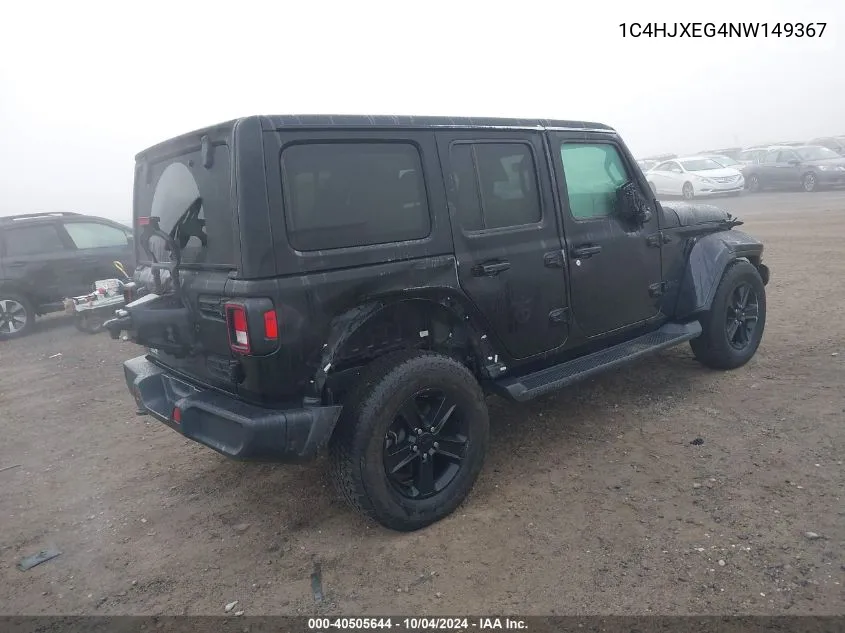 2022 Jeep Wrangler Unlimited Sahara Altitude VIN: 1C4HJXEG4NW149367 Lot: 40505644