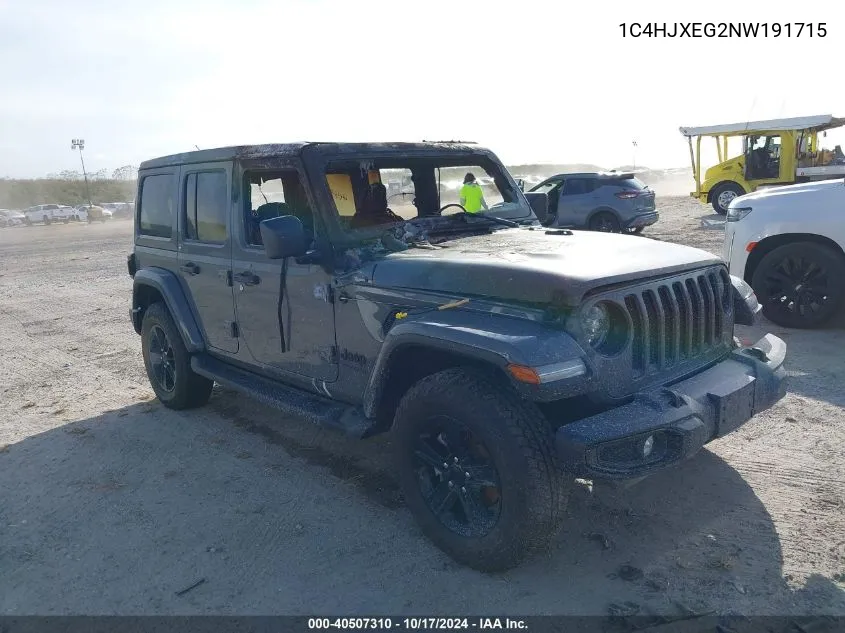 2022 Jeep Wrangler Unlimited Sahara Altitude 4X4 VIN: 1C4HJXEG2NW191715 Lot: 40507310