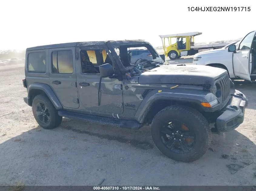 2022 Jeep Wrangler Unlimited Sahara Altitude 4X4 VIN: 1C4HJXEG2NW191715 Lot: 40507310