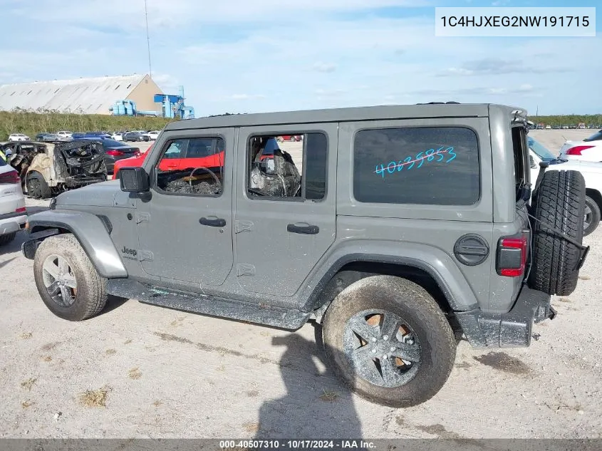 2022 Jeep Wrangler Unlimited Sahara Altitude 4X4 VIN: 1C4HJXEG2NW191715 Lot: 40507310