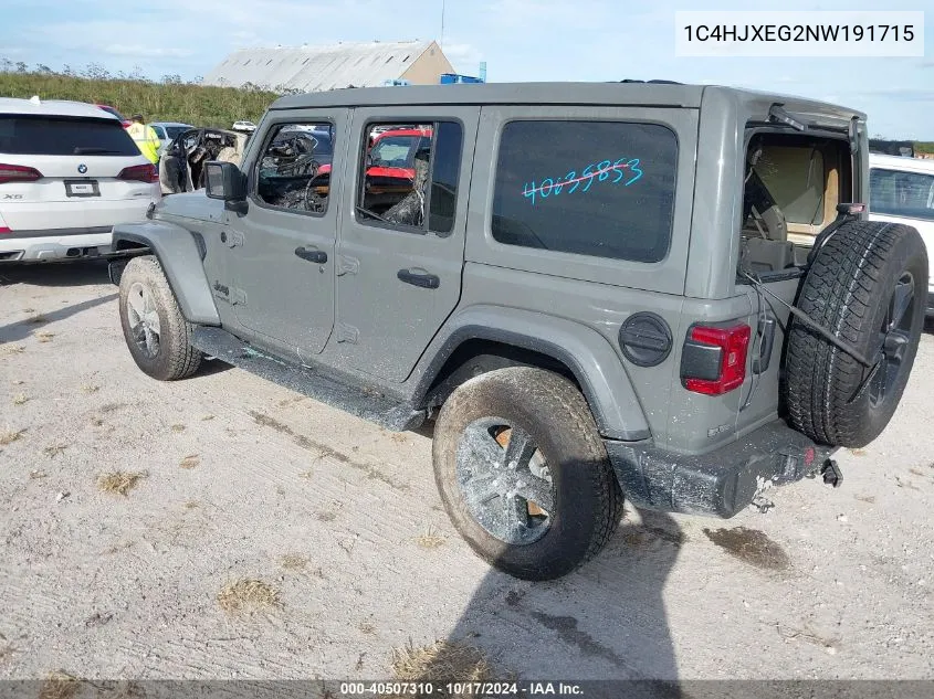 2022 Jeep Wrangler Unlimited Sahara Altitude 4X4 VIN: 1C4HJXEG2NW191715 Lot: 40507310