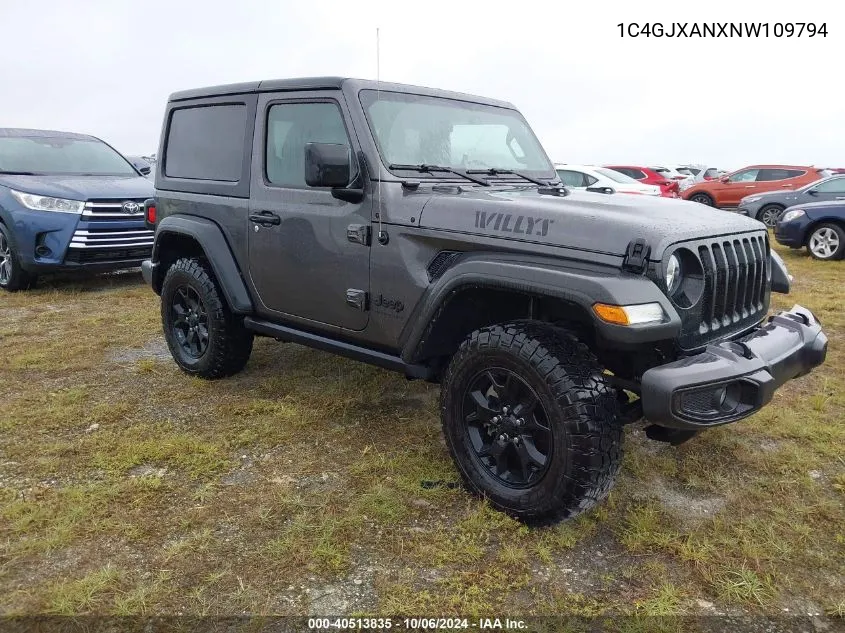 2022 Jeep Wrangler Willys Sport 4X4 VIN: 1C4GJXANXNW109794 Lot: 40513835