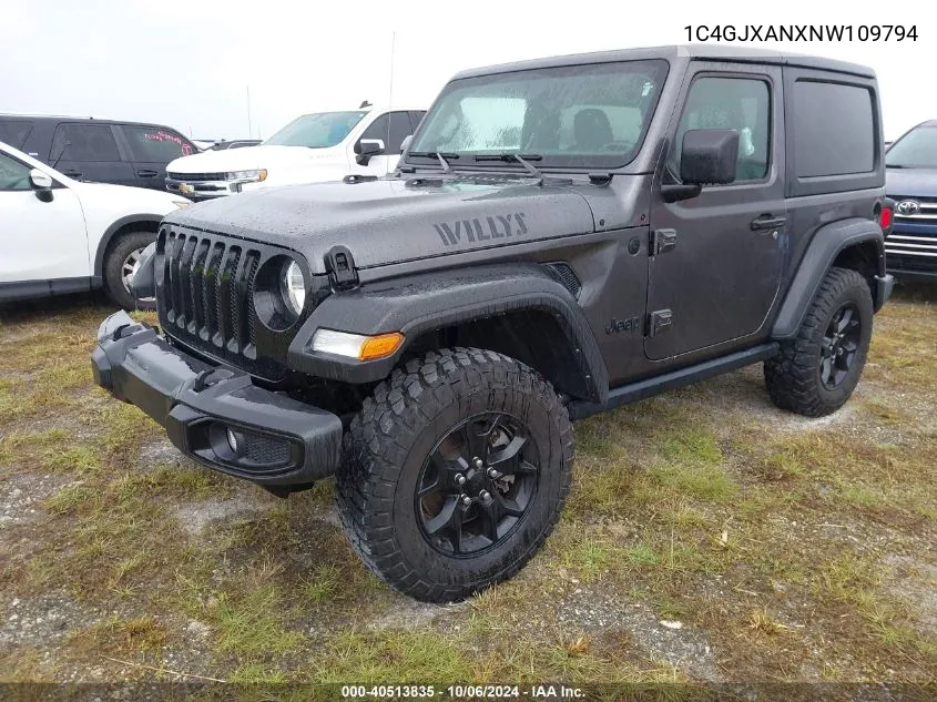 2022 Jeep Wrangler Willys Sport 4X4 VIN: 1C4GJXANXNW109794 Lot: 40513835