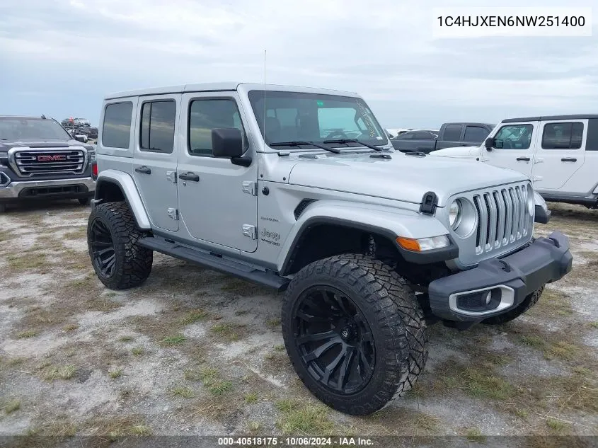 2022 Jeep Wrangler Unlimited Sahara 4X4 VIN: 1C4HJXEN6NW251400 Lot: 40518175