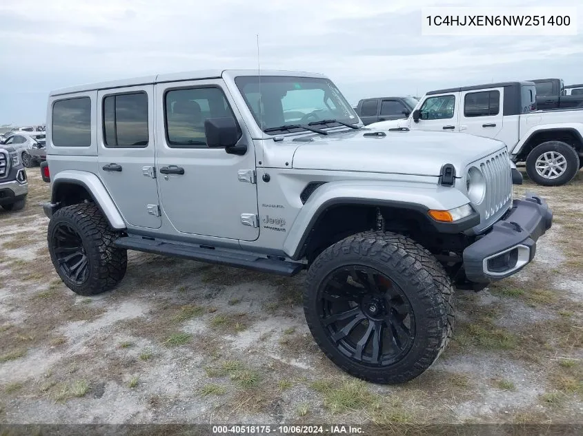 2022 Jeep Wrangler Unlimited Sahara 4X4 VIN: 1C4HJXEN6NW251400 Lot: 40518175