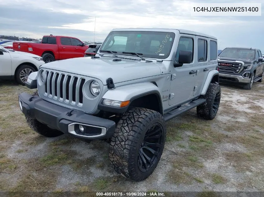 2022 Jeep Wrangler Unlimited Sahara 4X4 VIN: 1C4HJXEN6NW251400 Lot: 40518175