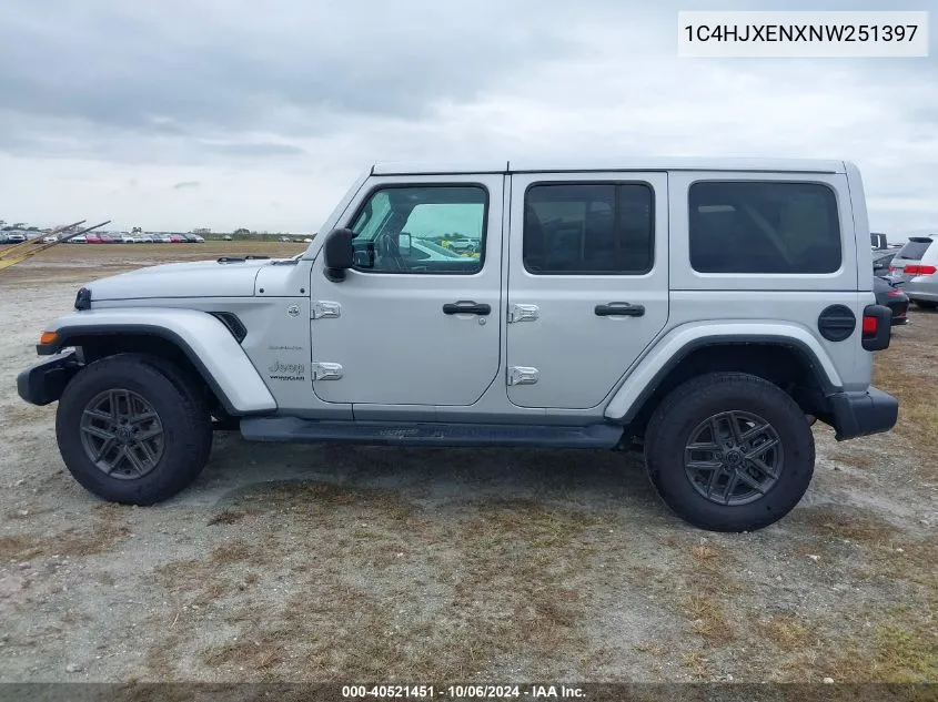 2022 Jeep Wrangler Unlimited Sahara VIN: 1C4HJXENXNW251397 Lot: 40521451