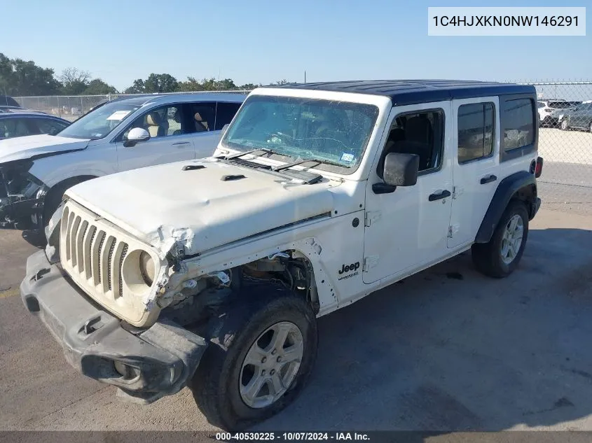 2022 Jeep Wrangler Unlimited Sport VIN: 1C4HJXKN0NW146291 Lot: 40530225