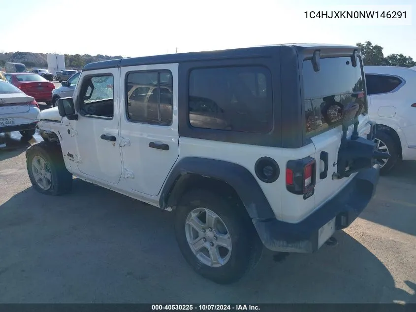 2022 Jeep Wrangler Unlimited Sport VIN: 1C4HJXKN0NW146291 Lot: 40530225