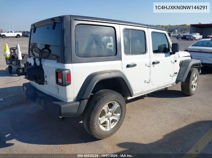 2022 Jeep Wrangler Unlimited Sport VIN: 1C4HJXKN0NW146291 Lot: 40530225