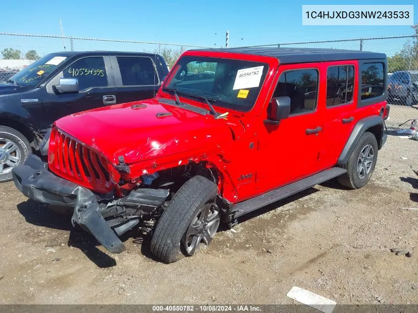 2022 Jeep Wrangler Unlimited Sport S 4X4 VIN: 1C4HJXDG3NW243533 Lot: 40550782