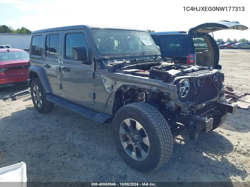 2022 Jeep Wrangler Unlimited Sahara 4X4 VIN: 1C4HJXEG0NW177313 Lot: 40550946