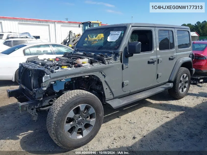 2022 Jeep Wrangler Unlimited Sahara 4X4 VIN: 1C4HJXEG0NW177313 Lot: 40550946