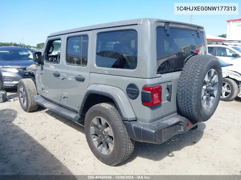 2022 Jeep Wrangler Unlimited Sahara 4X4 VIN: 1C4HJXEG0NW177313 Lot: 40550946