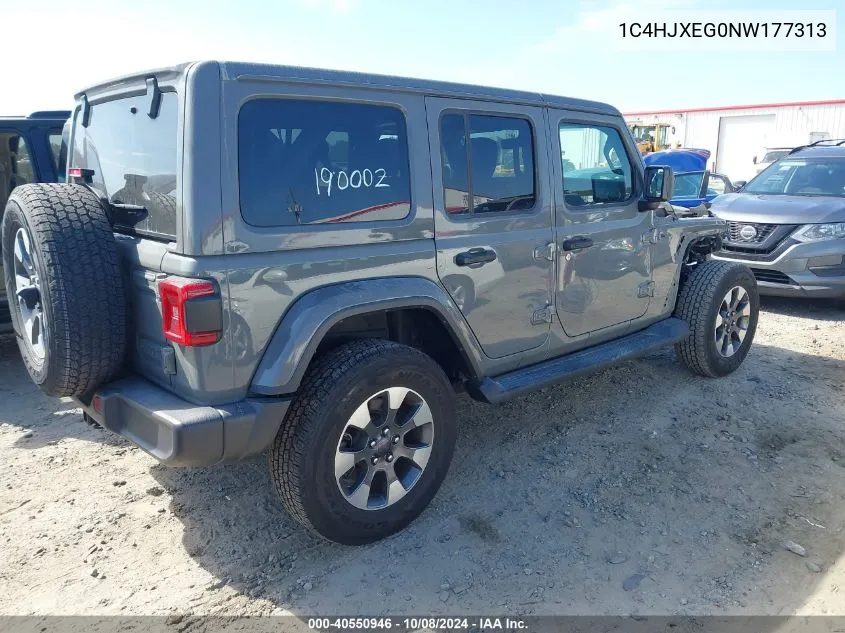 2022 Jeep Wrangler Unlimited Sahara 4X4 VIN: 1C4HJXEG0NW177313 Lot: 40550946