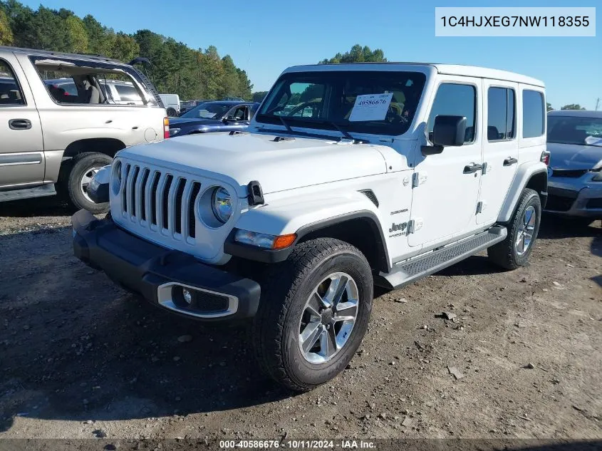 2022 Jeep Wrangler Unlimited Sahara 4X4 VIN: 1C4HJXEG7NW118355 Lot: 40586676