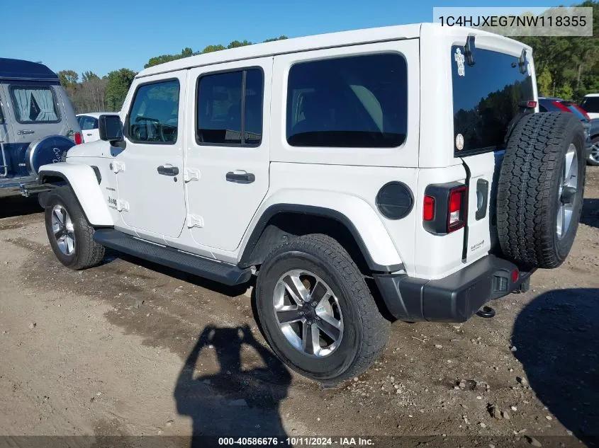 2022 Jeep Wrangler Unlimited Sahara 4X4 VIN: 1C4HJXEG7NW118355 Lot: 40586676