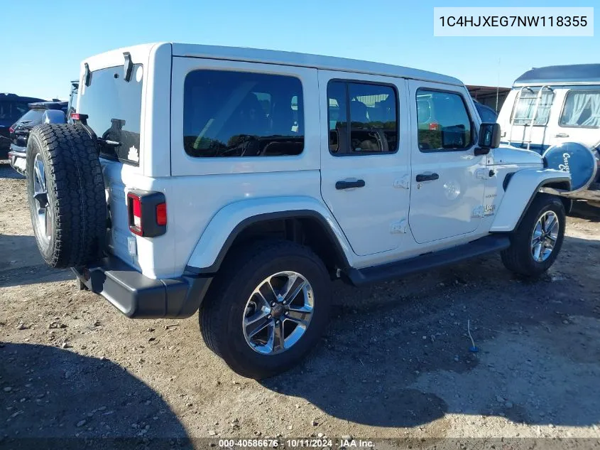 2022 Jeep Wrangler Unlimited Sahara 4X4 VIN: 1C4HJXEG7NW118355 Lot: 40586676