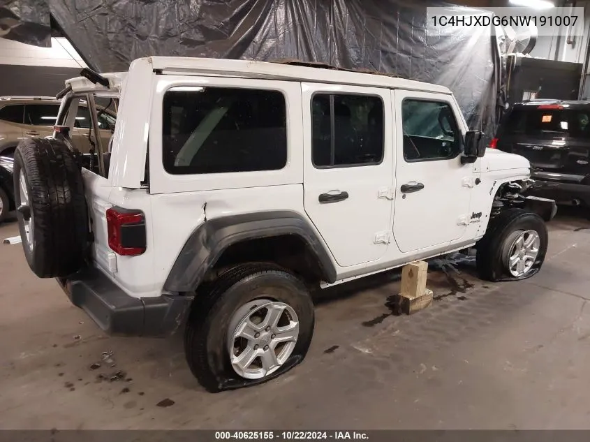 2022 Jeep Wrangler Unlimited Sport S 4X4 VIN: 1C4HJXDG6NW191007 Lot: 40625155