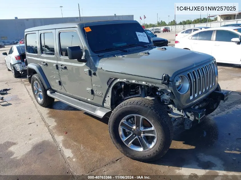 2022 Jeep Wrangler Unlimited Sahara 4X4 VIN: 1C4HJXEG1NW257025 Lot: 40763366