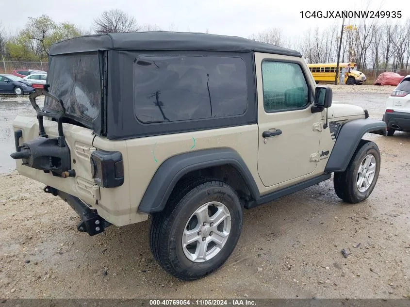 2022 Jeep Wrangler Sport S 4X4 VIN: 1C4GJXAN0NW249935 Lot: 40769054