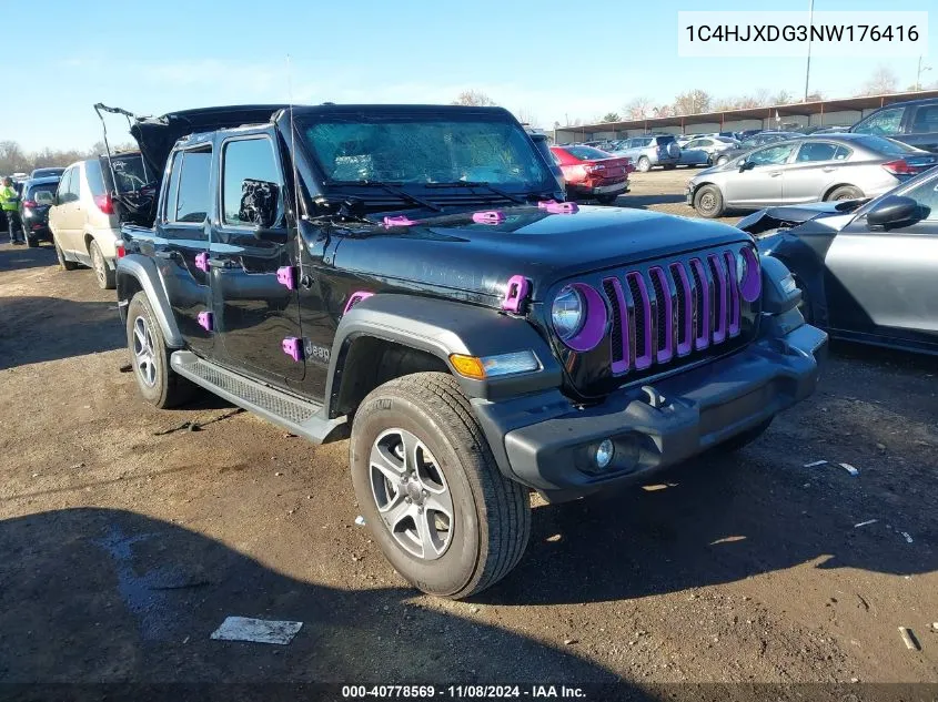 2022 Jeep Wrangler Unlimited Sport S 4X4 VIN: 1C4HJXDG3NW176416 Lot: 40778569