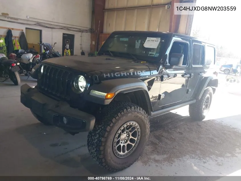 2022 Jeep Wrangler Unlimited High Tide 4X4 VIN: 1C4HJXDG8NW203559 Lot: 40798769