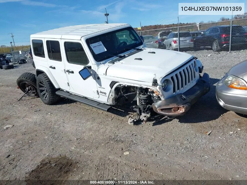 2022 Jeep Wrangler Unlimited Sahara 4X4 VIN: 1C4HJXEG7NW101359 Lot: 40815000