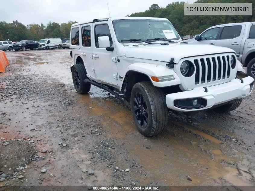 2022 Jeep Wrangler Unlimited High Altitude 4X4 VIN: 1C4HJXEN2NW138981 Lot: 40824506