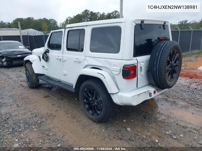 2022 Jeep Wrangler Unlimited High Altitude 4X4 VIN: 1C4HJXEN2NW138981 Lot: 40824506