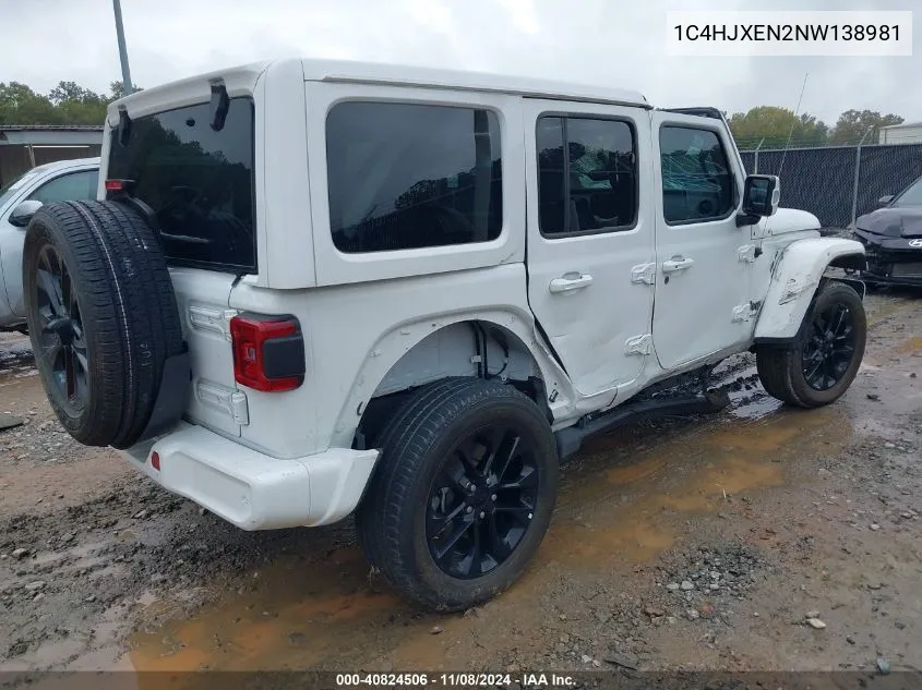 2022 Jeep Wrangler Unlimited High Altitude 4X4 VIN: 1C4HJXEN2NW138981 Lot: 40824506