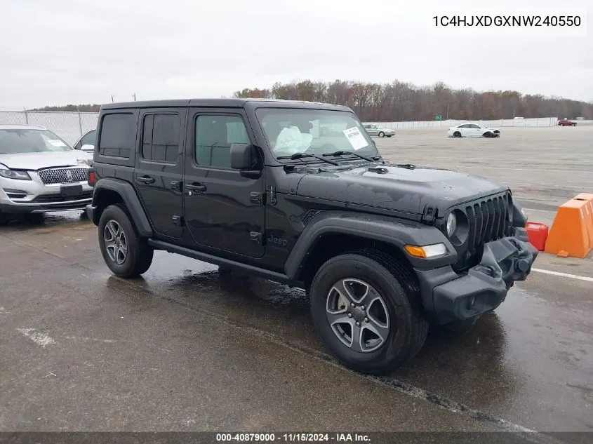 2022 Jeep Wrangler Unlimited Sport S 4X4 VIN: 1C4HJXDGXNW240550 Lot: 40879000