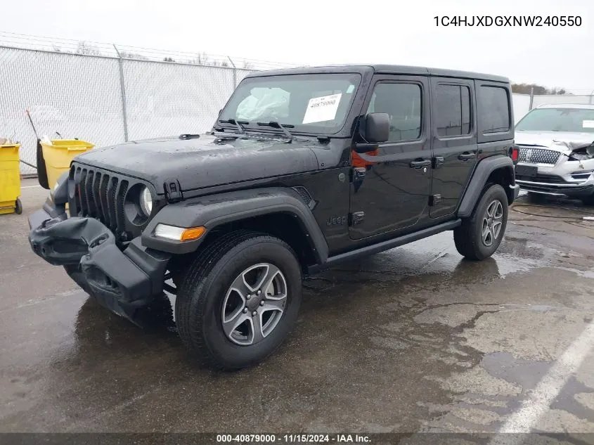 2022 Jeep Wrangler Unlimited Sport S 4X4 VIN: 1C4HJXDGXNW240550 Lot: 40879000