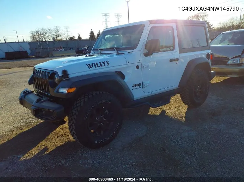 2022 Jeep Wrangler Willys 4X4 VIN: 1C4GJXAG4NW145790 Lot: 40903469