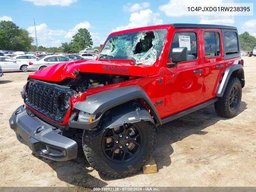 2024 Jeep Wrangler Willys VIN: 1C4PJXDG1RW238395 Lot: 39992139